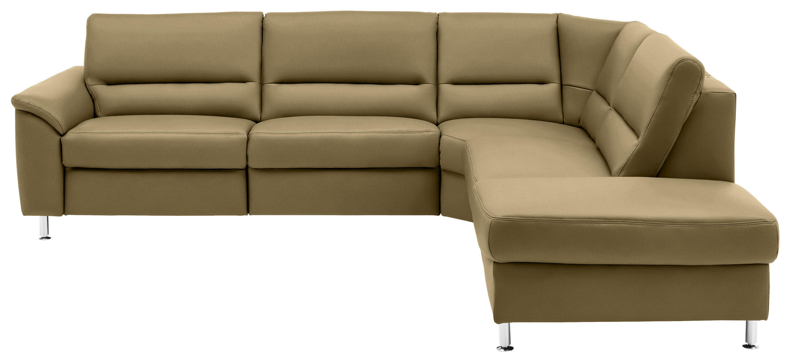 ECKSOFA in Echtleder Grün  290/249 cm  - Alufarben/Grün, KONVENTIONELL, Leder/Metall (290/249cm) - Beldomo Premium