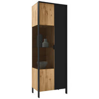 VITRINE Graphitfarben, Eichefarben  68/199,1/44,6 cm  - Eichefarben/Graphitfarben, Natur, Glas/Holz (68/199,1/44,6cm) - Valdera