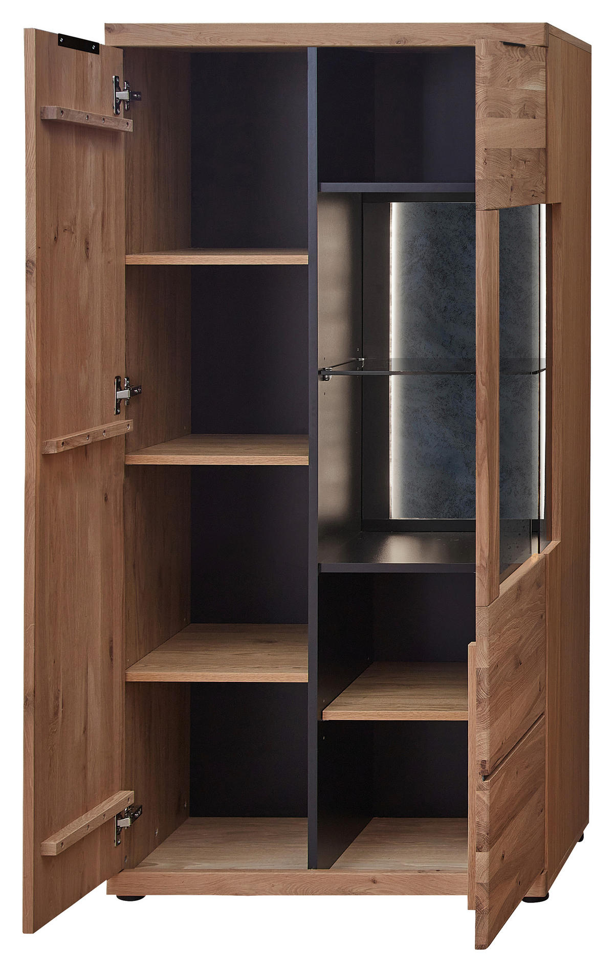 HIGHBOARD  75/148/42 cm  - Eiche Bianco/Anthrazit, Natur, Glas/Holz (75/148/42cm) - Linea Natura