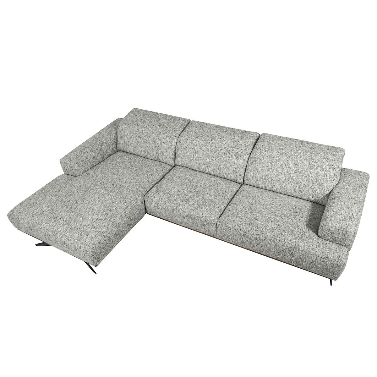 ECKSOFA PORTLAND in Struktur Grau Kopfteilverstellung  187/295 cm  - Schwarz/Grau, Design, Holz/Textil (187/295cm) - Livetastic