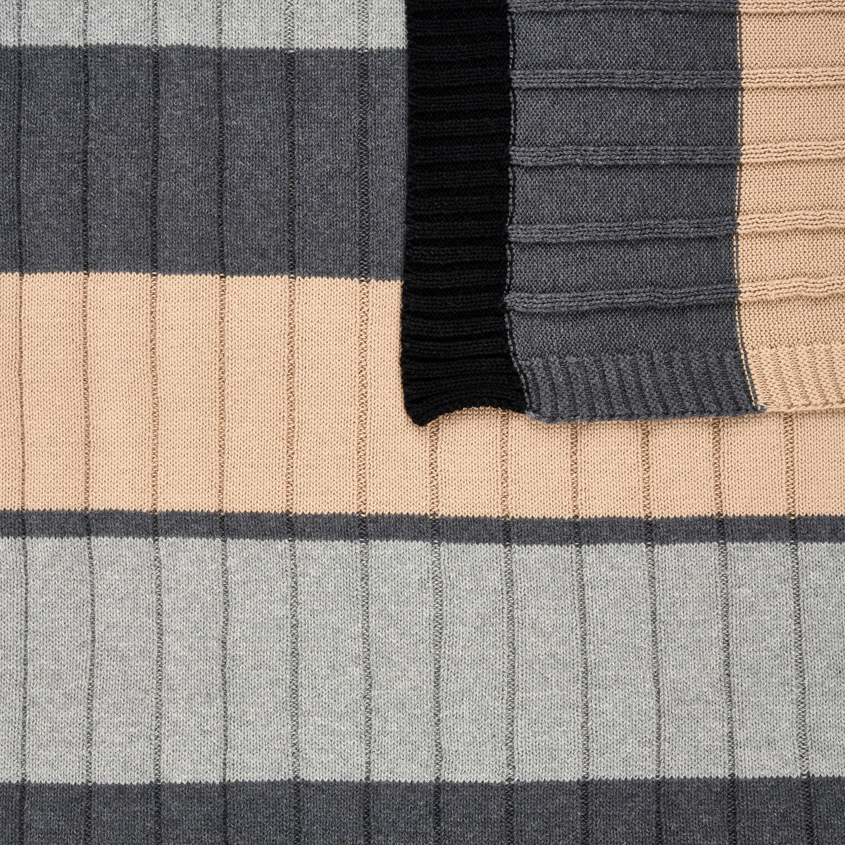 SCHMUSEDECKE   - Dunkelgrau/Beige, Trend, Textil (80/100cm) - Jimmylee