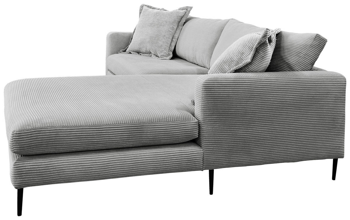 ECKSOFA in Cord Grau  - Schwarz/Grau, Design, Textil/Metall (268/193cm) - P & B