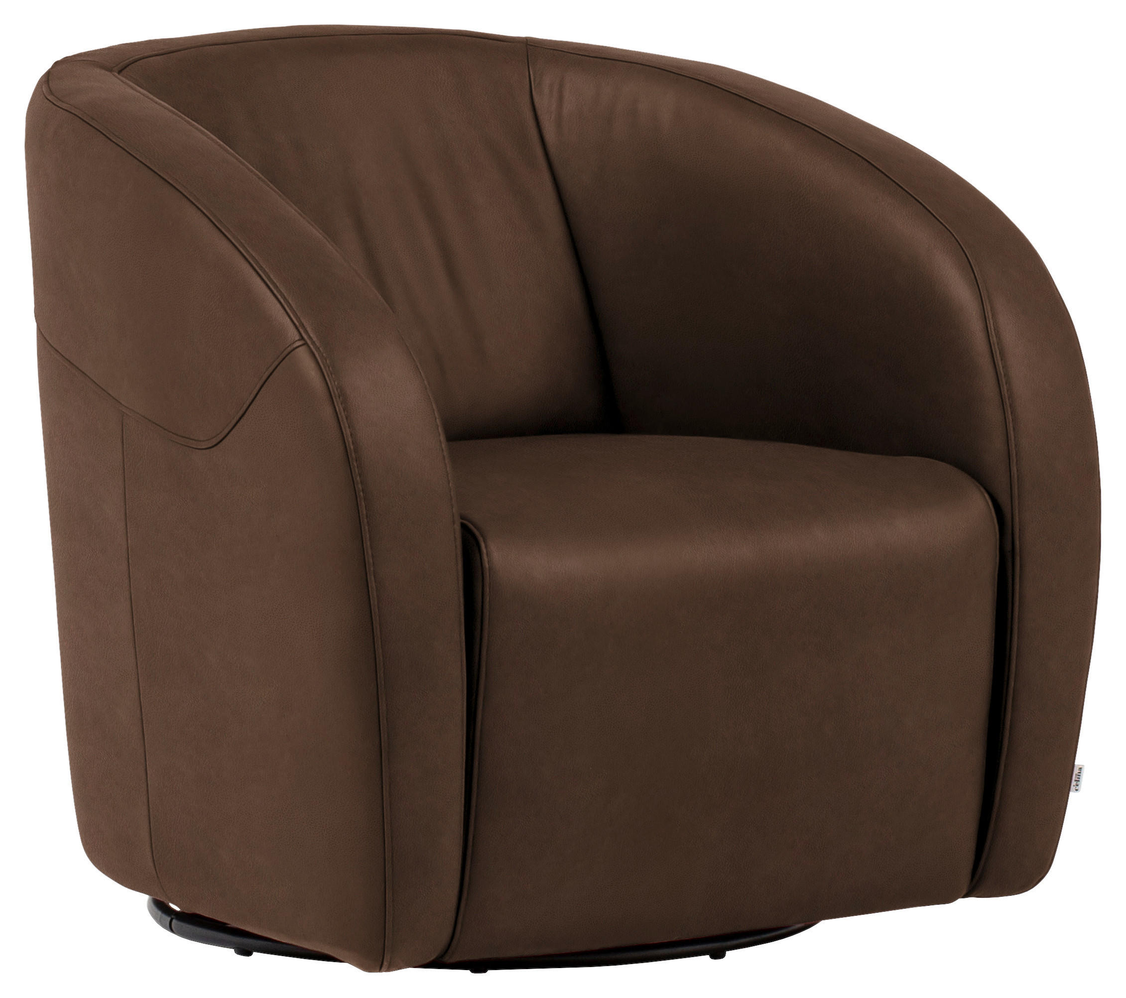 SESSEL in Echtleder Dunkelbraun - Dunkelbraun/Schwarz, Design, Leder/Kunststoff (80/78/82cm) - Celina