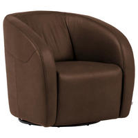 SESSEL in Echtleder Dunkelbraun  - Dunkelbraun/Schwarz, Design, Leder/Kunststoff (80/78/82cm) - Celina