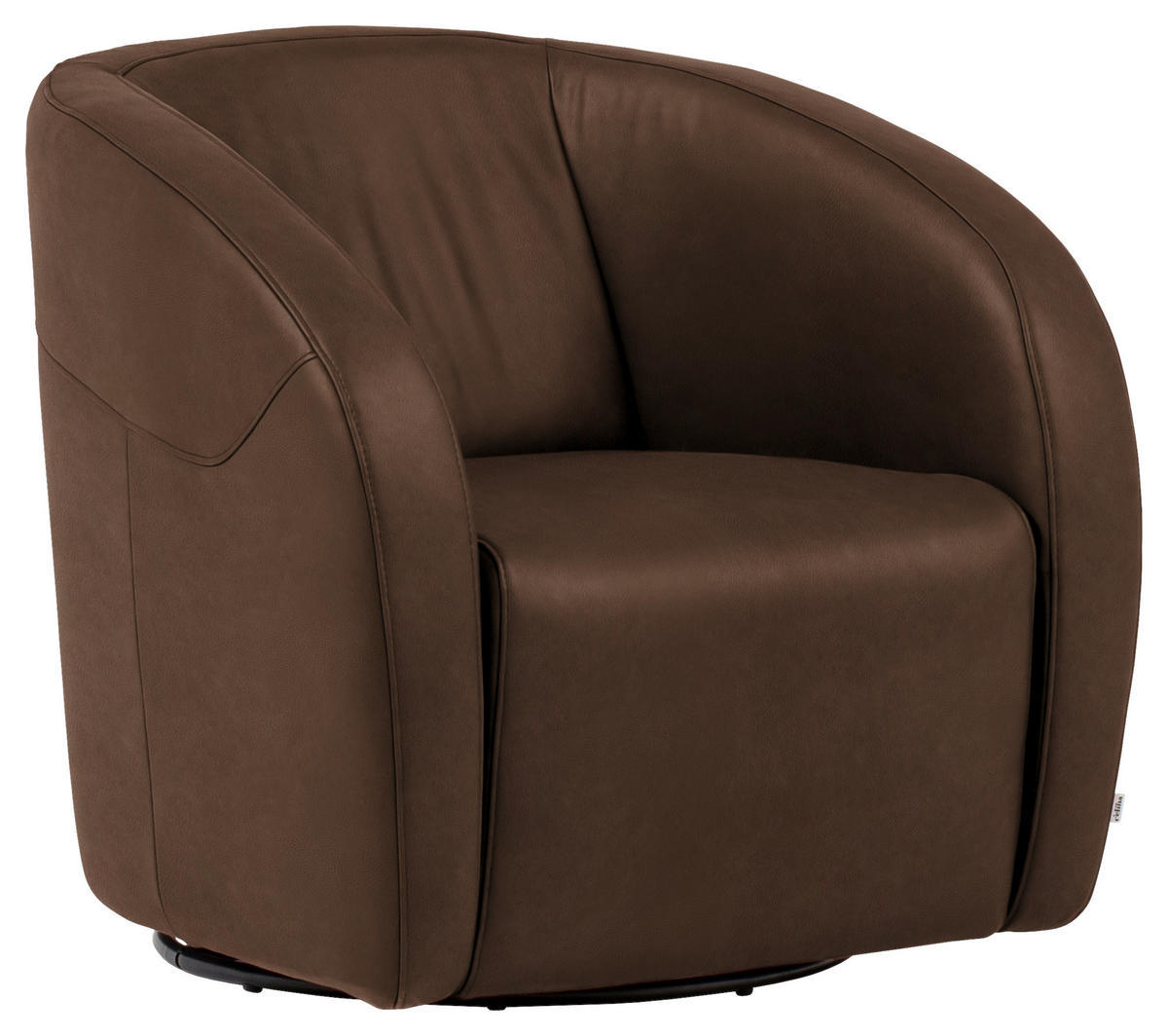 SESSEL in Echtleder Dunkelbraun  - Dunkelbraun/Schwarz, Design, Leder/Kunststoff (80/78/82cm) - Celina