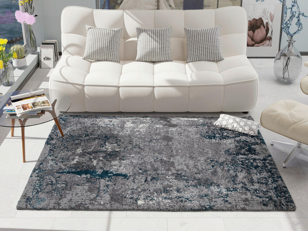 VINTAGE-TEPPICH 80/150 cm Timeline Quantum Grau, Petrol  - Petrol/Grau, Design, Textil (80/150cm) - Novel