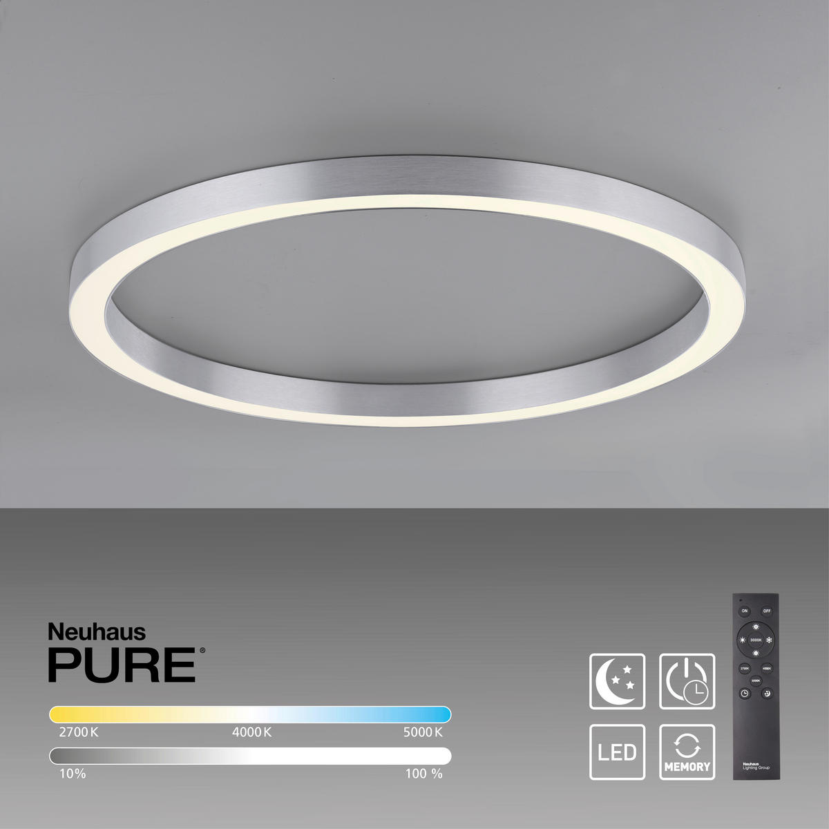 LED-DECKENLEUCHTE Pure Lines 70/70/4 cm   - Design, Metall (70/70/4cm) - Neuhaus PURE