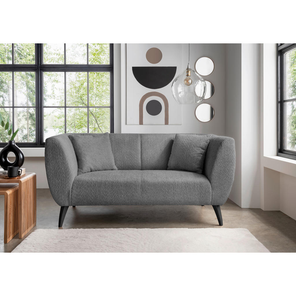 Thumbnail - Mid.you 2-Sitzer-Sofa, Anthrazit, Textil, Buche, Uni, Füllung: Schaumstoff, 172x83x88 cm, Made in EU, Hocker erhältlich,...
