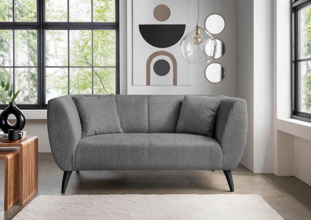 2-SITZER-SOFA in Bouclé Anthrazit  - Anthrazit/Schwarz, Modern, Holz/Textil (172/83/88cm) - MID.YOU