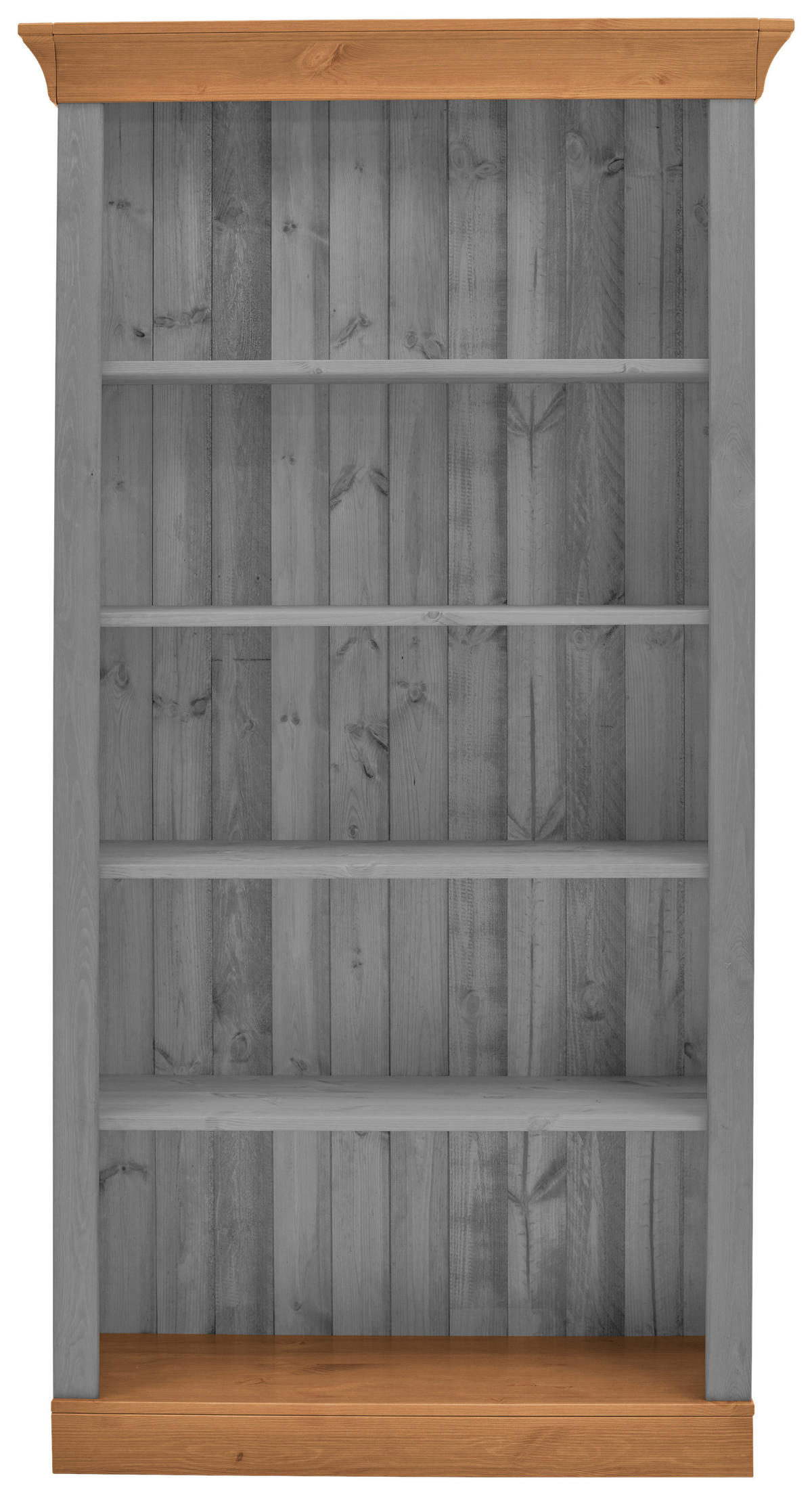 REGAL Kiefer massiv Laugenfarbig, Grau  - Laugenfarbig/Grau, ROMANTIK / LANDHAUS, Holz (108/202/38cm) - Boxxx