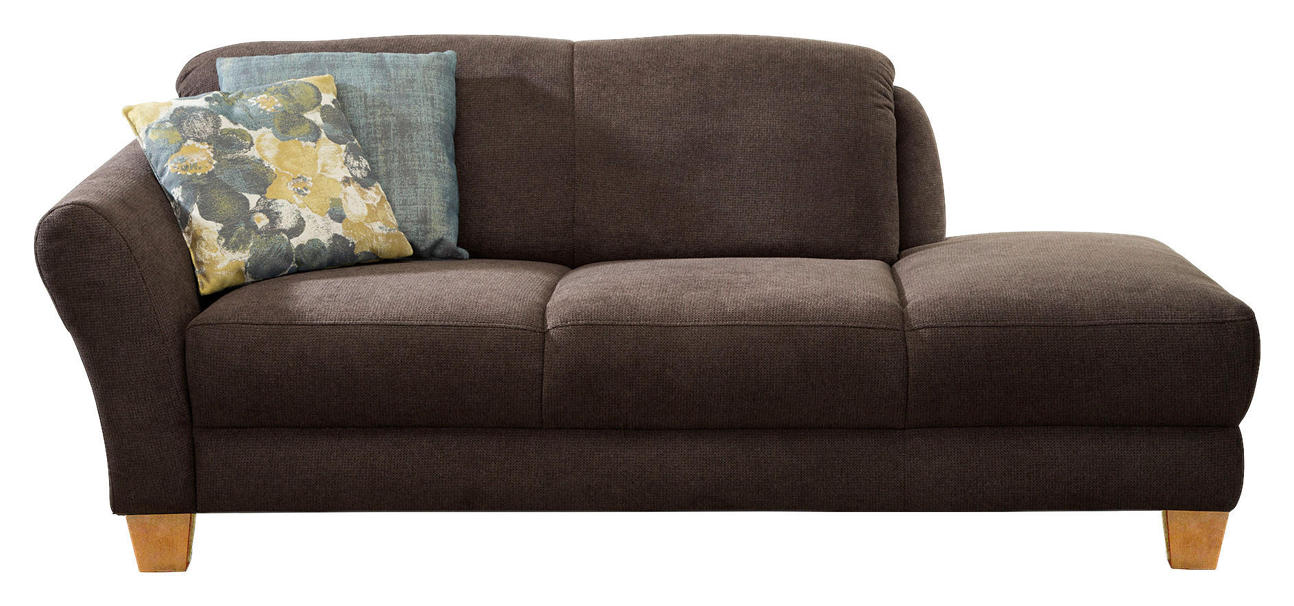 RÉCAMIERE Dunkelbraun Flachgewebe  - Dunkelbraun/Naturfarben, KONVENTIONELL, Holz/Textil (194/84/91cm) - Sit & More