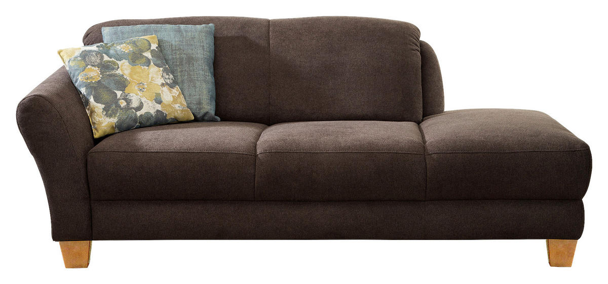 RÉCAMIERE Dunkelbraun Flachgewebe  - Dunkelbraun/Naturfarben, KONVENTIONELL, Holz/Textil (194/84/91cm) - Sit & More