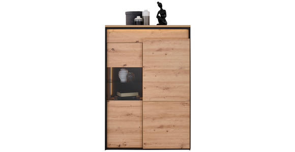 HIGHBOARD 95,2/140,5/41,5 cm  - Schwarz/Eiche Artisan, Design, Glas/Holzwerkstoff (95,2/140,5/41,5cm) - Hom`in