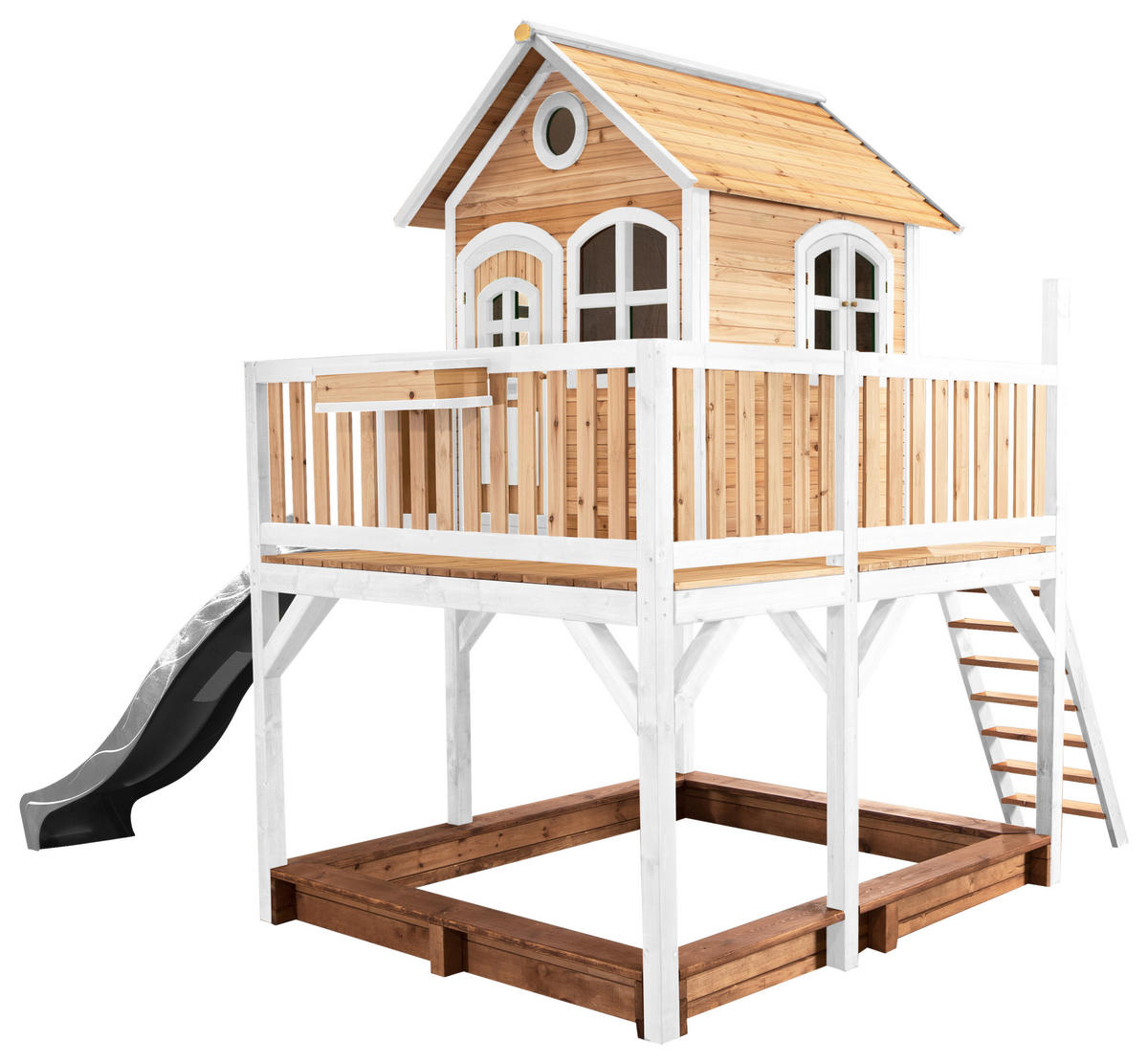 SPIELTURM 377/291/255 cm  - Braun/Weiß, KONVENTIONELL, Holz (377/291/255cm) - Ambia Garden