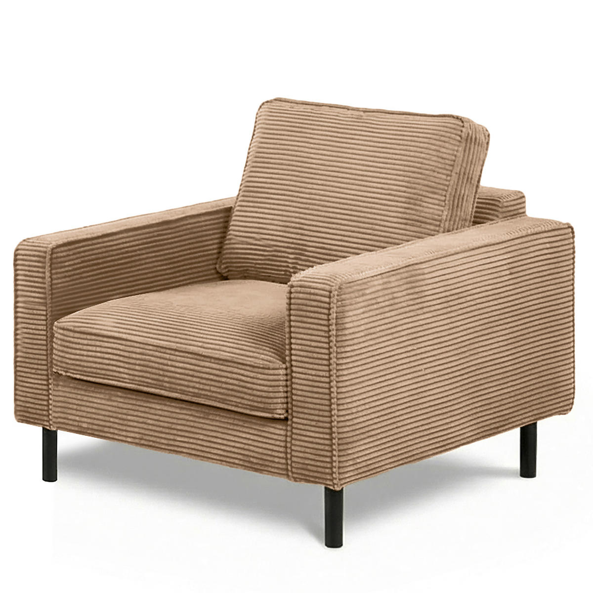 SESSEL Cord Hellbraun  - Hellbraun/Schwarz, Design, Textil/Metall (88/85/92cm) - Livetastic