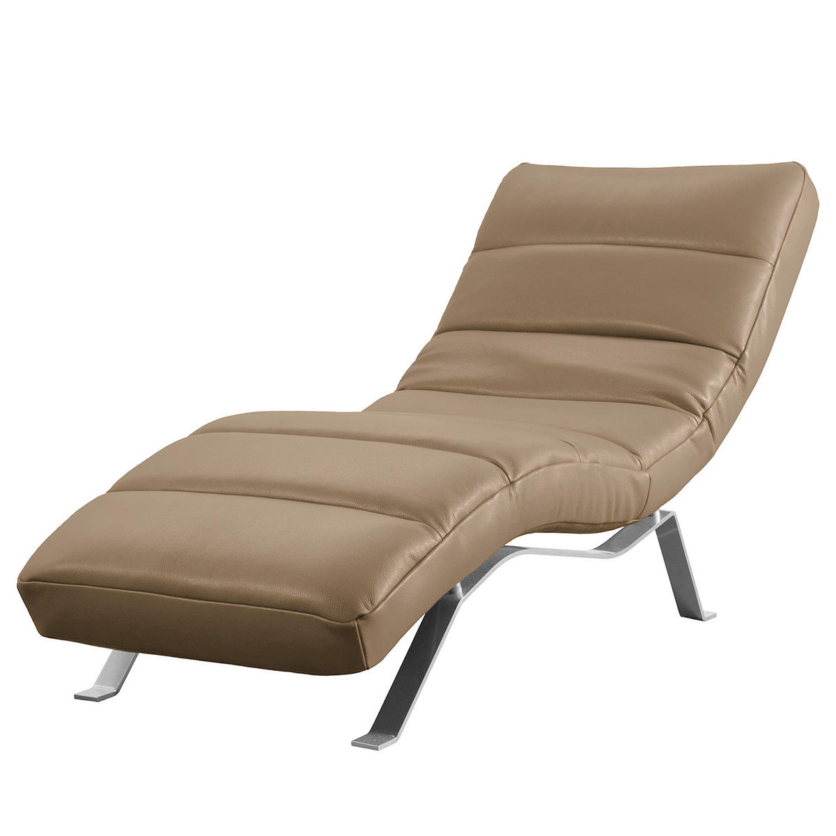 RELAXLIEGE in Echtleder Braun  - Silberfarben/Braun, Design, Leder/Metall (65/65-95/171cm) - Livetastic