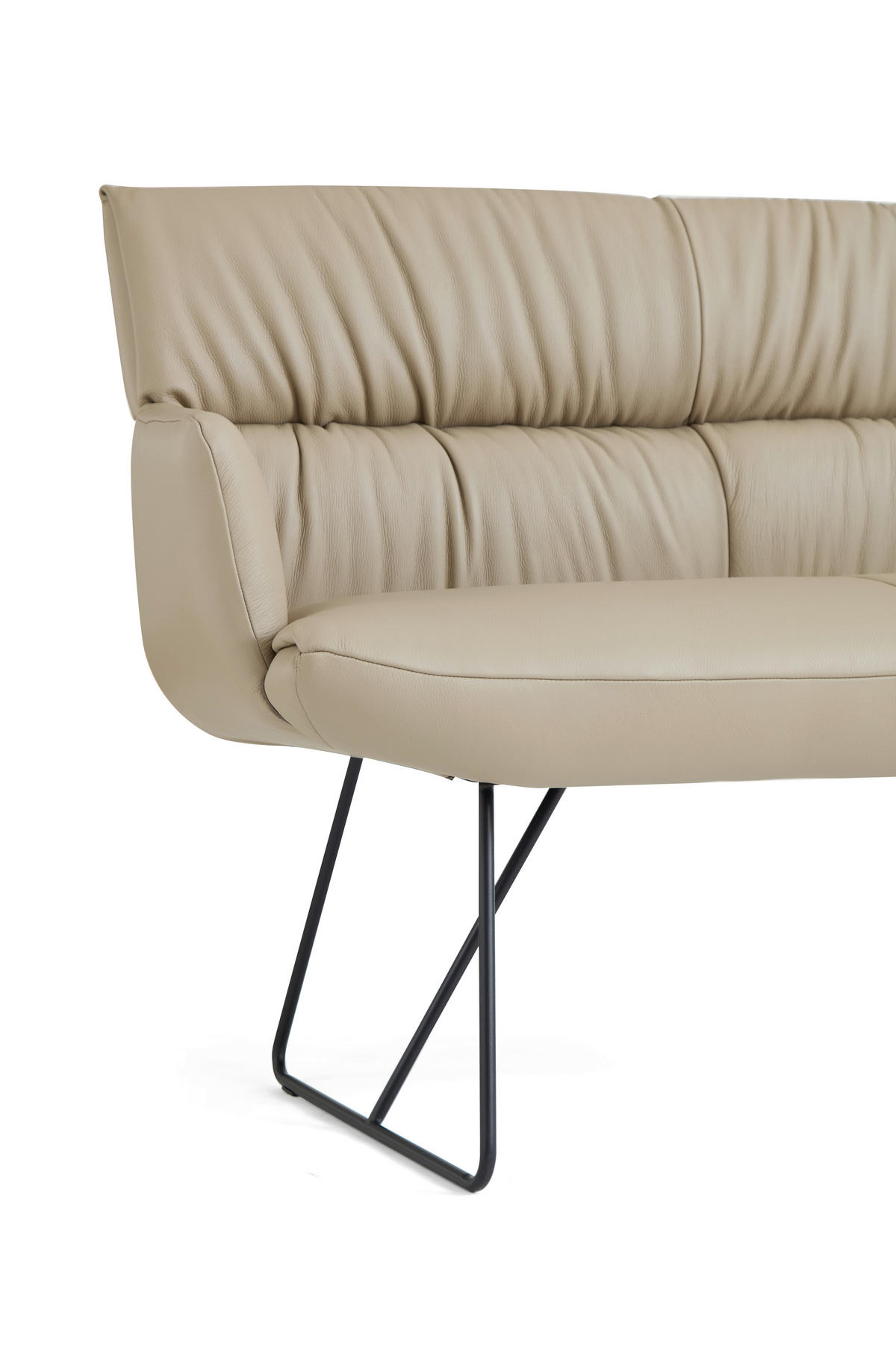 SITZBANK 200/89/66 cm Echtleder Schwarz, Cappuccino  - Schwarz/Cappuccino, Design, Leder/Metall (200/89/66cm) - Dieter Knoll