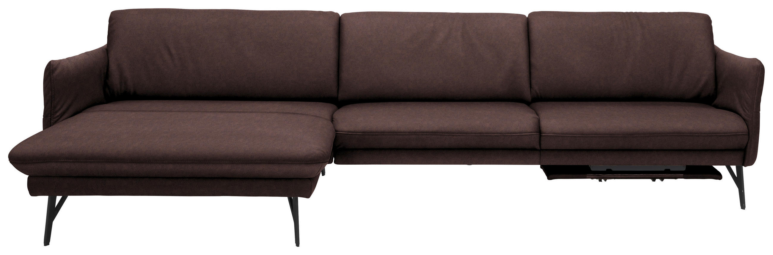 ECKSOFA in Echtleder Braun  - Anthrazit/Braun, Design, Leder/Metall (174/330cm) - Himolla