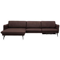 ECKSOFA in Echtleder Braun  - Anthrazit/Braun, Design, Leder/Metall (174/330cm) - Himolla