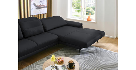 ECKSOFA in Echtleder Anthrazit 332/193 cm - Anthrazit/Schwarz, Design, Leder/Metall (332/193cm) - Dieter Knoll