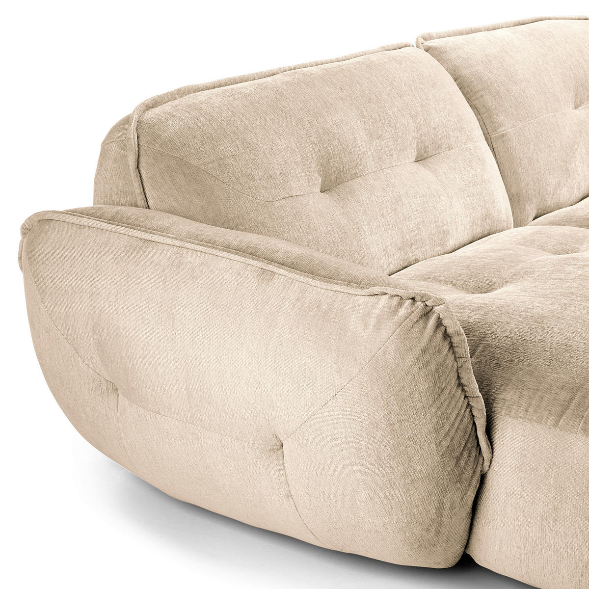 ECKSOFA in Chenille Creme  - Creme/Schwarz, Modern, Kunststoff/Textil (184/269cm) - Trendmanufaktur