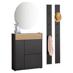 GARDEROBE 4-teilig  in 143/200/22 cm  - Eichefarben/Graphitfarben, Design, Glas/Holzwerkstoff (143/200/22cm) - Voleo