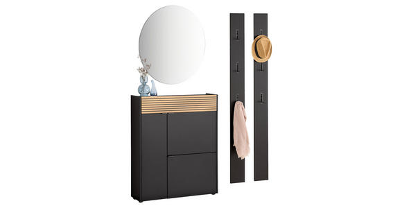 GARDEROBE 4-teilig  in 143/200/22 cm  - Eichefarben/Graphitfarben, Design, Glas/Holzwerkstoff (143/200/22cm) - Voleo