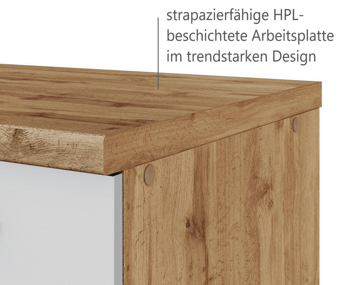 GERÄTEUMBAUSCHRANK 60/165/60 cm  in Weiss, Eiche Wotan  - Weiss/Eiche Wotan, Design, Holzwerkstoff/Metall (60/165/60cm) - Held