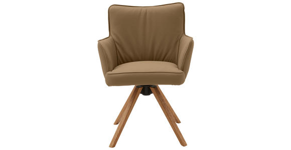 ARMLEHNSTUHL in Echtleder pigmentiert - Eichefarben/Bernsteinfarben, Design, Leder/Holz (63/88/65cm) - Valnatura