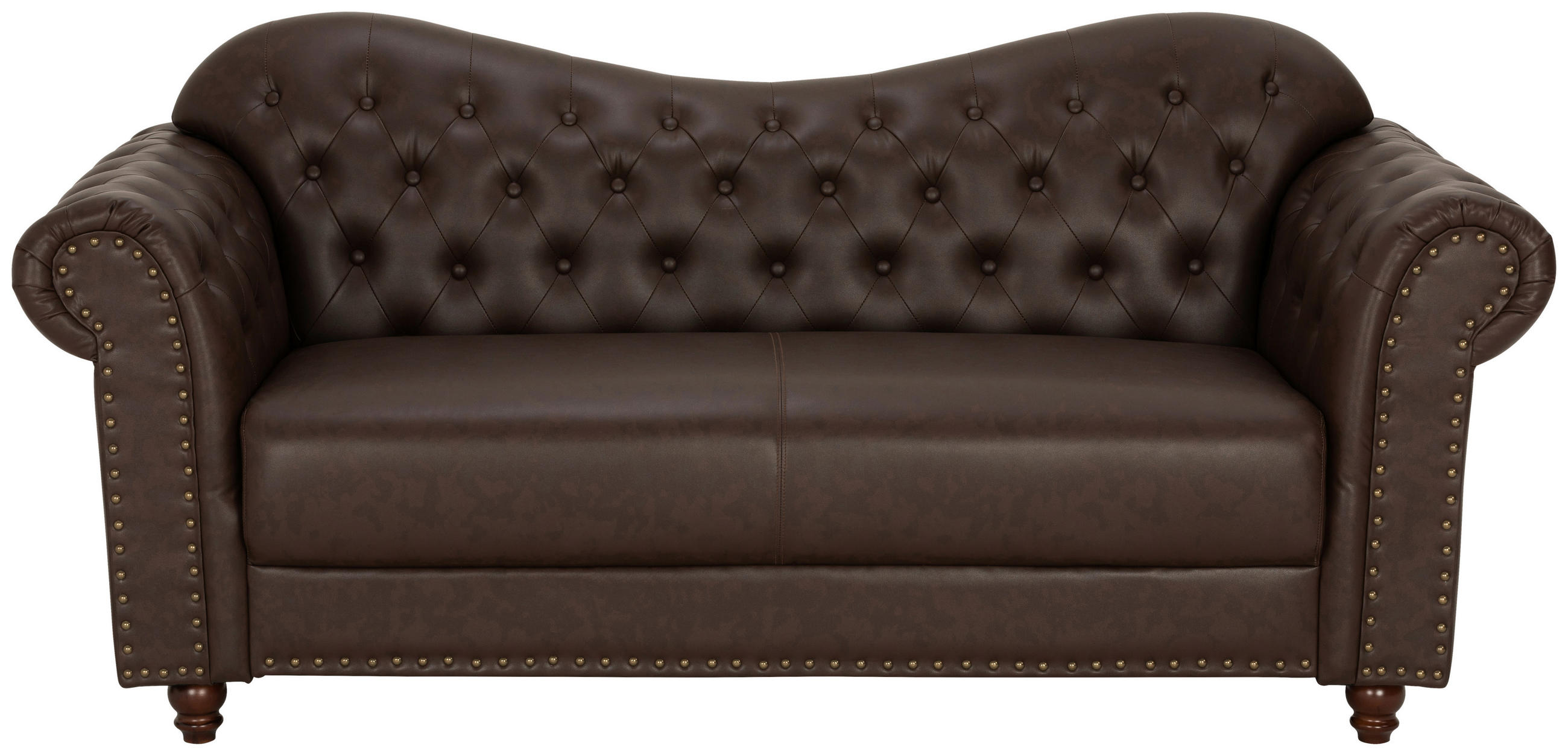 CHESTERFIELD-SOFA Lederlook Braun  - Dunkelbraun/Braun, KONVENTIONELL, Holz/Textil (208/94/90cm) - Livetastic
