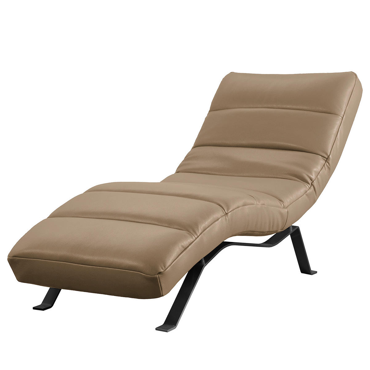 RELAXLIEGE in Echtleder Braun  - Schwarz/Braun, Design, Leder/Metall (65/65-95/171cm) - Livetastic