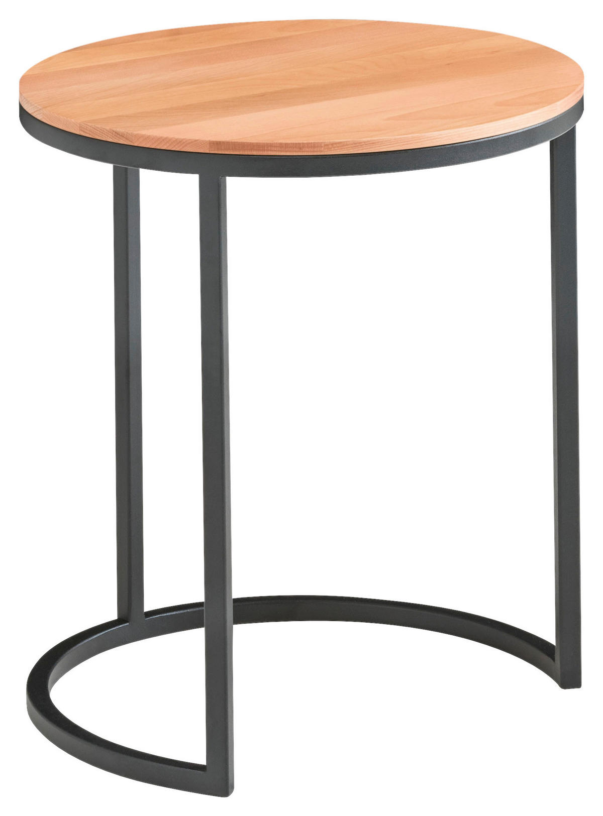 BEISTELLTISCH in Metall 39/39/48 cm  - Buchefarben/Schwarz, Design, Holz/Metall (39/39/48cm) - Johann Jakob