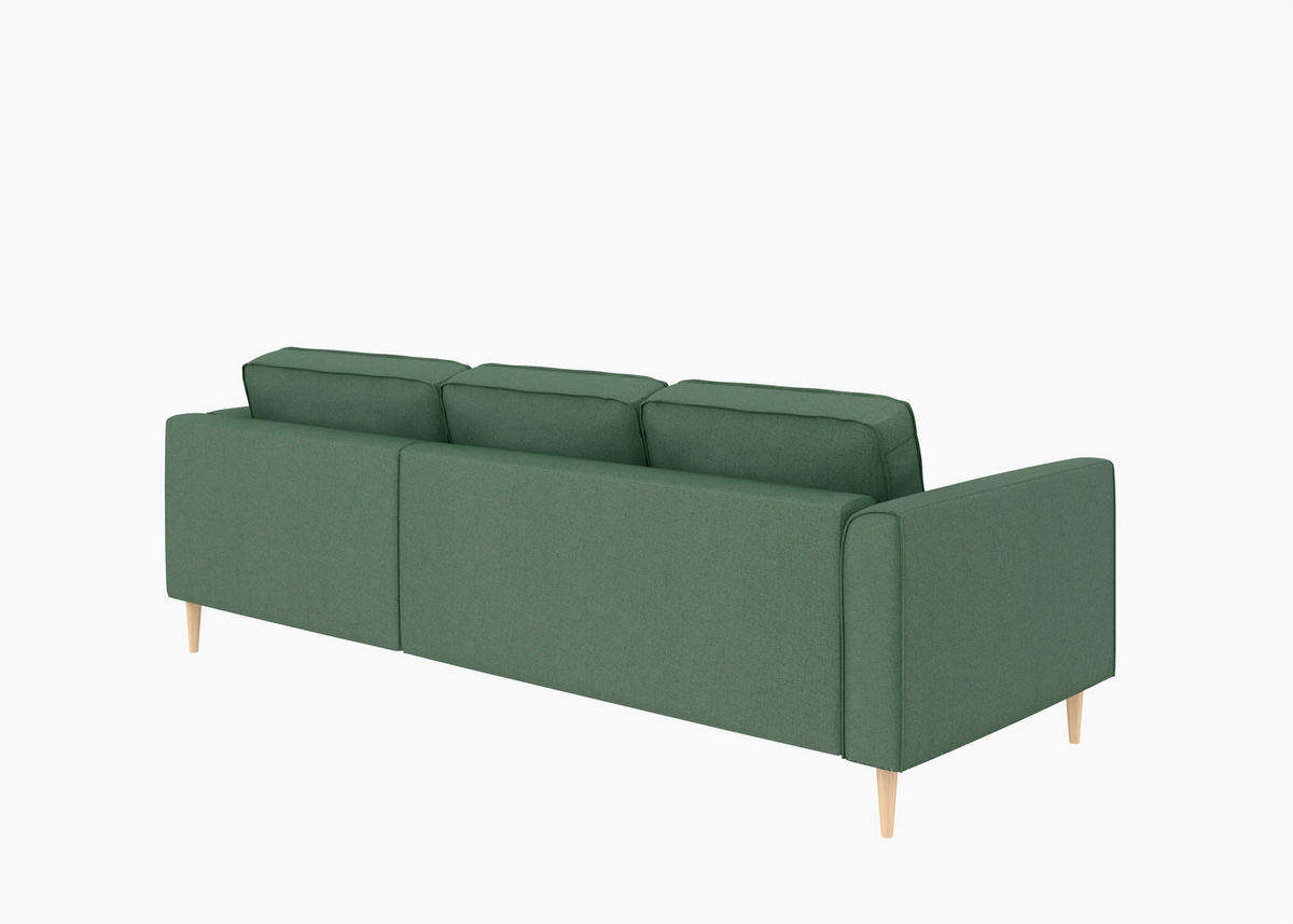 ECKSCHLAFSOFA in Struktur Dunkelgrün  - Dunkelgrün/Buchefarben, MODERN, Holz/Textil (232/161cm) - Trendmanufaktur