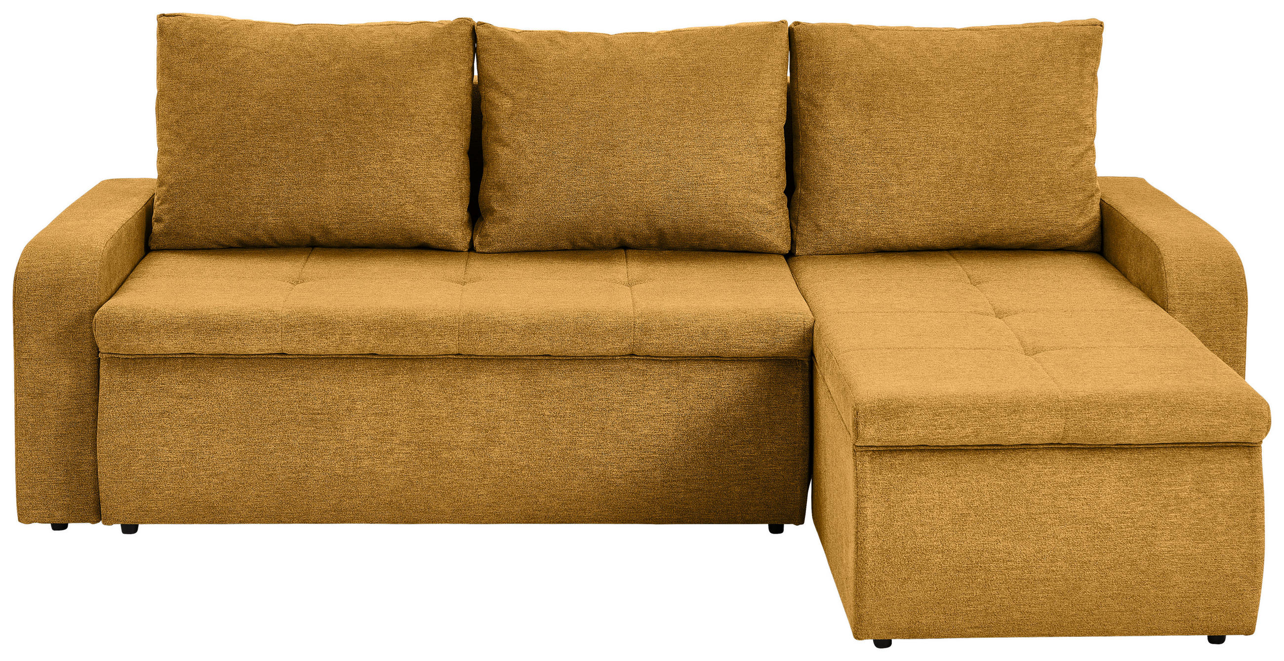 ECKSOFA 235/158 cm  in Webstoff Gelb Rückenkissen, Bettkasten, Rücken echt, Liegefläche im Originalstoff  235/158 cm  - Gelb/Schwarz, KONVENTIONELL, Kunststoff/Textil (235/158cm) - P & B