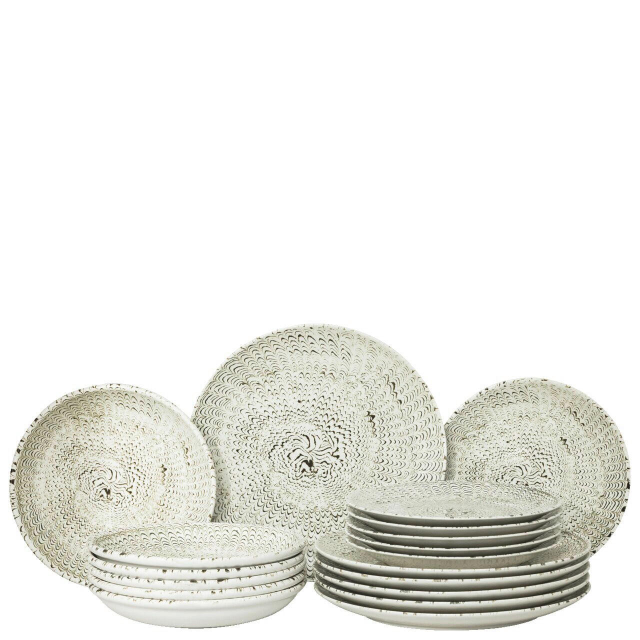 TELLERSET Sandora - Lightbeige 18-teilig  - Beige, Trend, Keramik (34/33,8/32,3cm) - Thomas