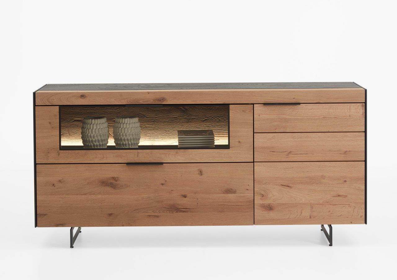 SIDEBOARD Anthrazit, Eichefarben 181/79/44 cm - Eichefarben/Anthrazit, KONVENTIONELL, Glas/Holz (181/79/44cm) - Schöner Wohnen