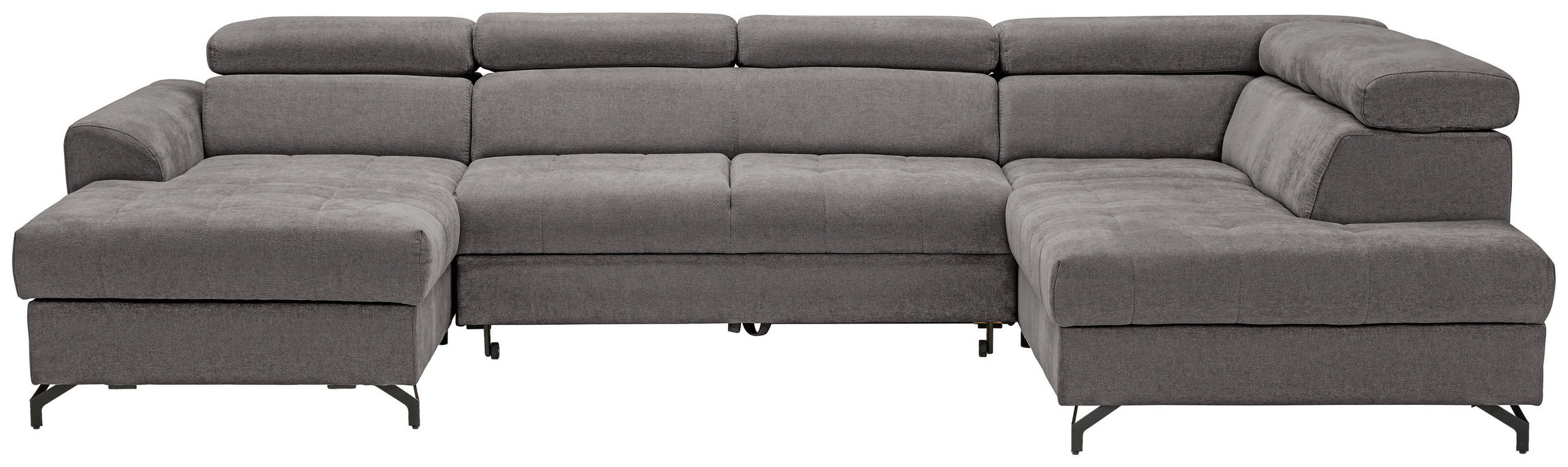 WOHNLANDSCHAFT Anthrazit Struktur  - Anthrazit/Schwarz, Design, Textil/Metall (177/327/203cm) - Stylife