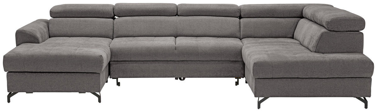 WOHNLANDSCHAFT Anthrazit Struktur  - Anthrazit/Schwarz, Design, Textil/Metall (177/327/203cm) - Stylife