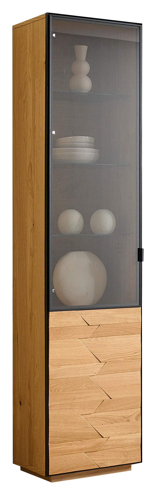 VITRINE Wildeiche  45/199/42 cm  - Wildeiche/Schwarz, Natur, Glas/Holz (45/199/42cm) - Linea Natura