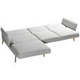 ECKSOFA  in Flachgewebe Creme, Hellgrau  - Eichefarben/Creme, Design, Holz/Textil (164/289cm) - Valnatura