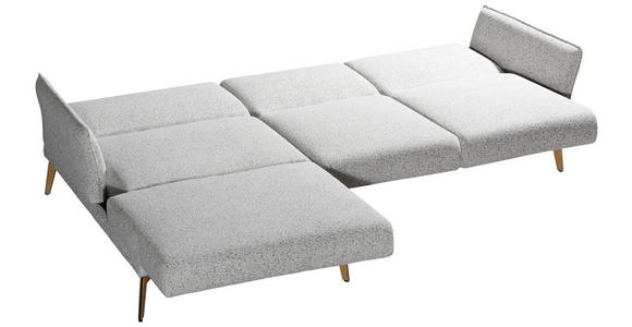 ECKSOFA  in Flachgewebe Creme, Hellgrau  - Eichefarben/Creme, Design, Holz/Textil (164/289cm) - Valnatura