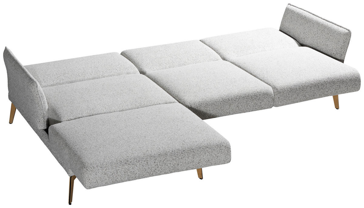 ECKSOFA  in Flachgewebe Creme, Hellgrau  - Eichefarben/Creme, Design, Holz/Textil (164/289cm) - Valnatura