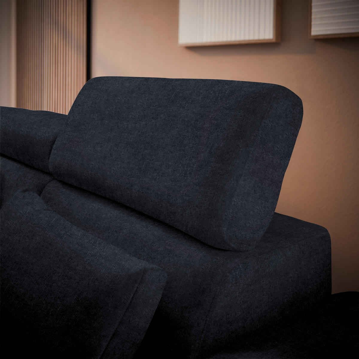 ECKSOFA Dunkelgrau Velours  - Dunkelgrau/Schwarz, Design, Textil/Metall (264/299cm) - Novel