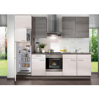 KÜCHENBLOCK 270 cm   in Grau, Weiß, Eichefarben  - Edelstahlfarben/Eichefarben, Design, Holzwerkstoff/Metall (270cm) - Welnova