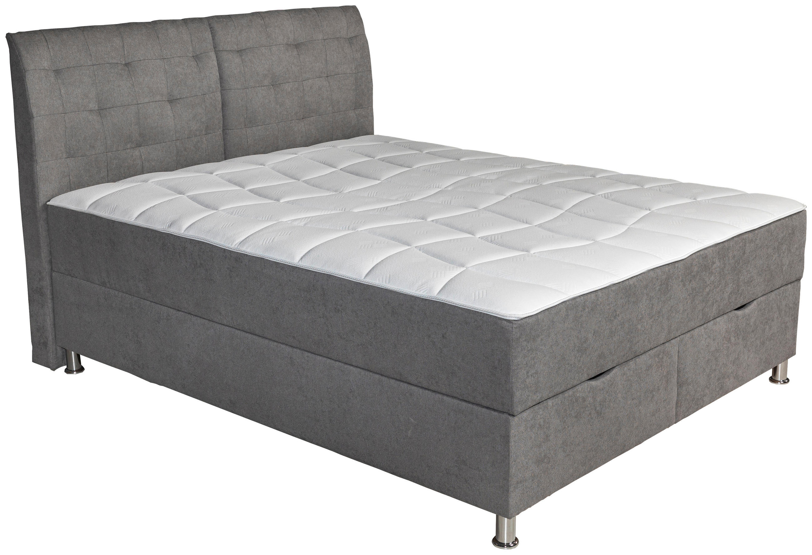 Boxspring 160x200 cm  in gri  - argintiu/gri, Modern, textil - Hom`in