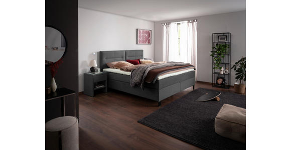 BOXSPRINGBETT 200/220 cm  in Dunkelgrau  - Dunkelgrau/Schwarz, KONVENTIONELL, Textil/Metall (200/220cm) - Esposa