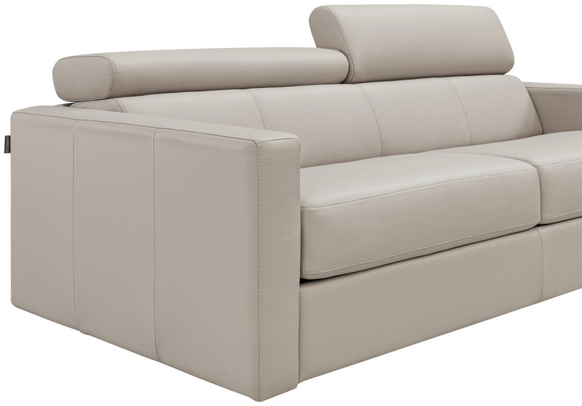 SCHLAFSOFA Creme Echtleder  - Creme/Schwarz, Design, Leder/Kunststoff (185/93/98cm) - Novel