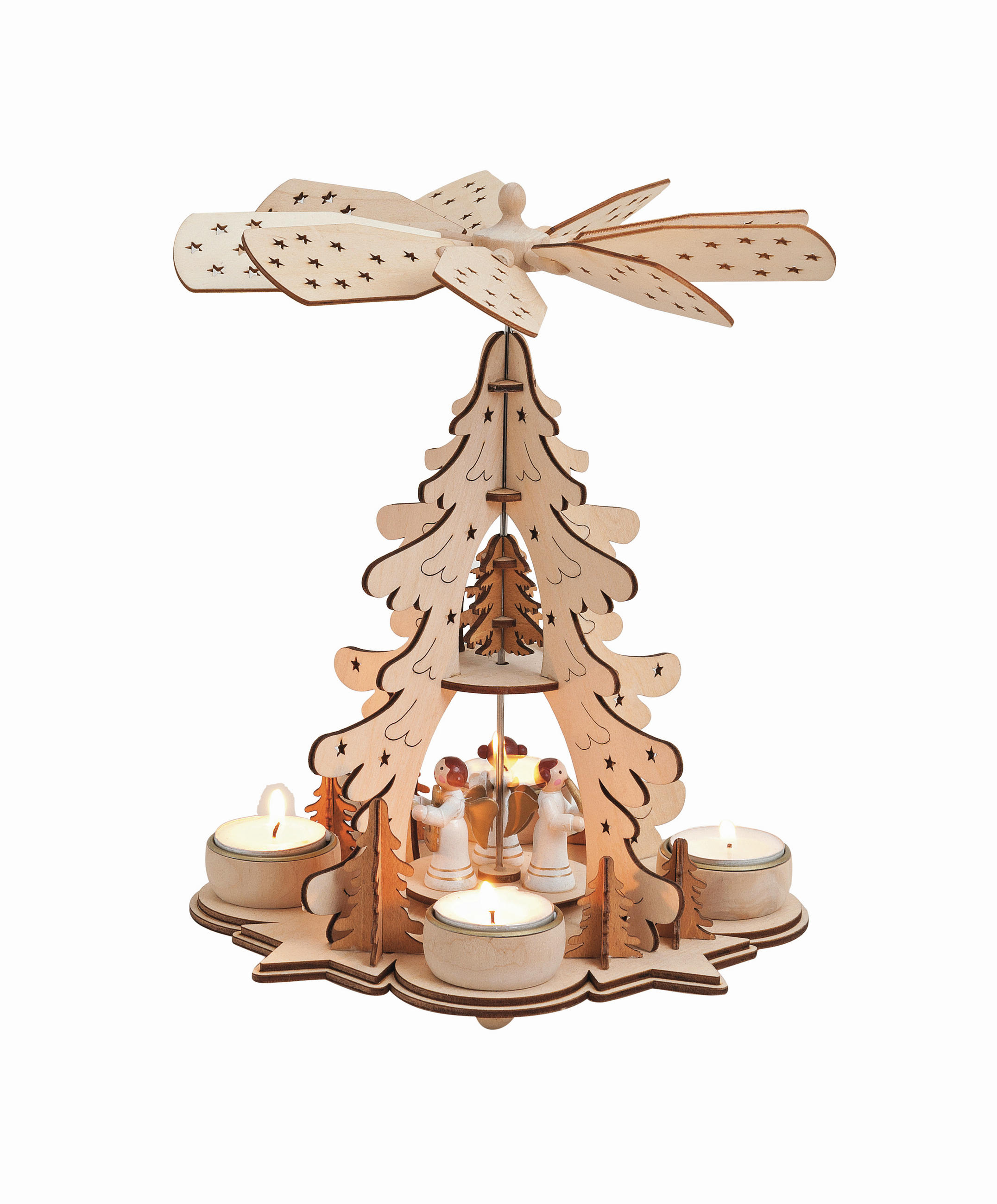 WEIHNACHTSPYRAMIDE  - Braun, Basics, Holz (16,5/14,5/23cm)