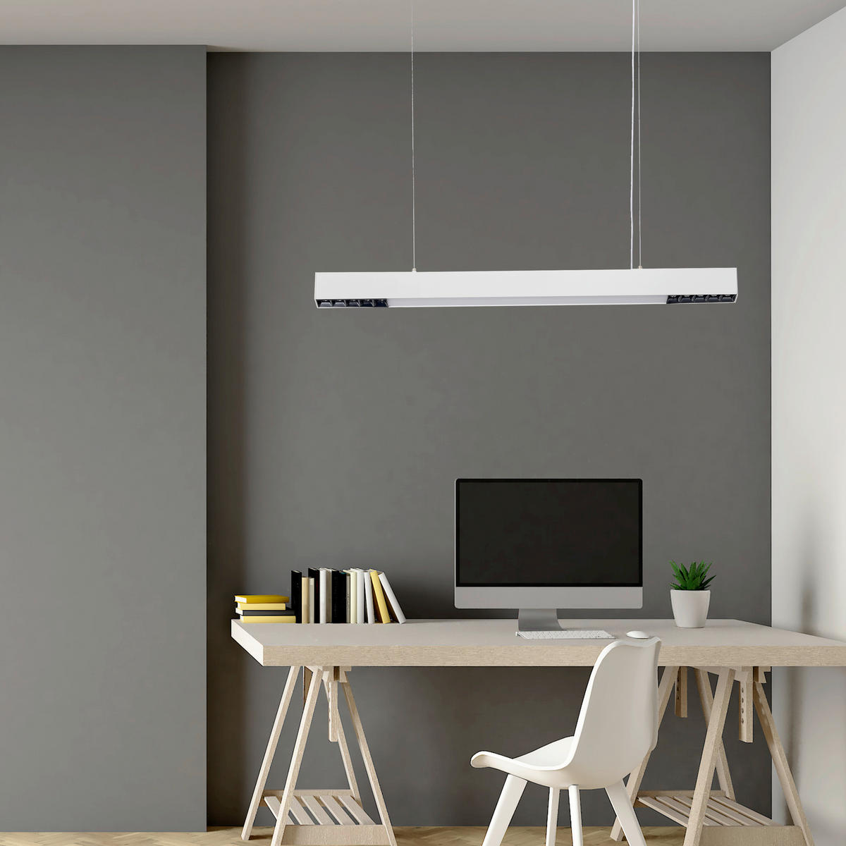 LED-HÄNGELEUCHTE Cali 120/80/6 cm  - Weiß, Design, Metall (120/80/6cm)