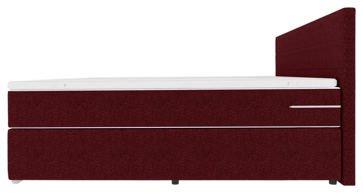 BOXSPRINGBETT 200/200 cm,  in Weinrot, Topper, Matratzen, H3 = fest  - Chromfarben/Weinrot, KONVENTIONELL, Kunststoff/Textil (200/200cm) - Boxxx